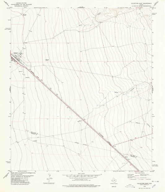 Classic USGS Valentine East Texas 7.5'x7.5' Topo Map Image
