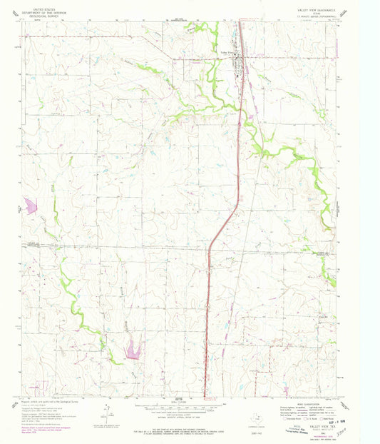 Classic USGS Valley View Texas 7.5'x7.5' Topo Map Image