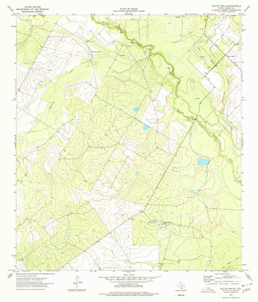 Classic USGS Valley Wells Texas 7.5'x7.5' Topo Map Image