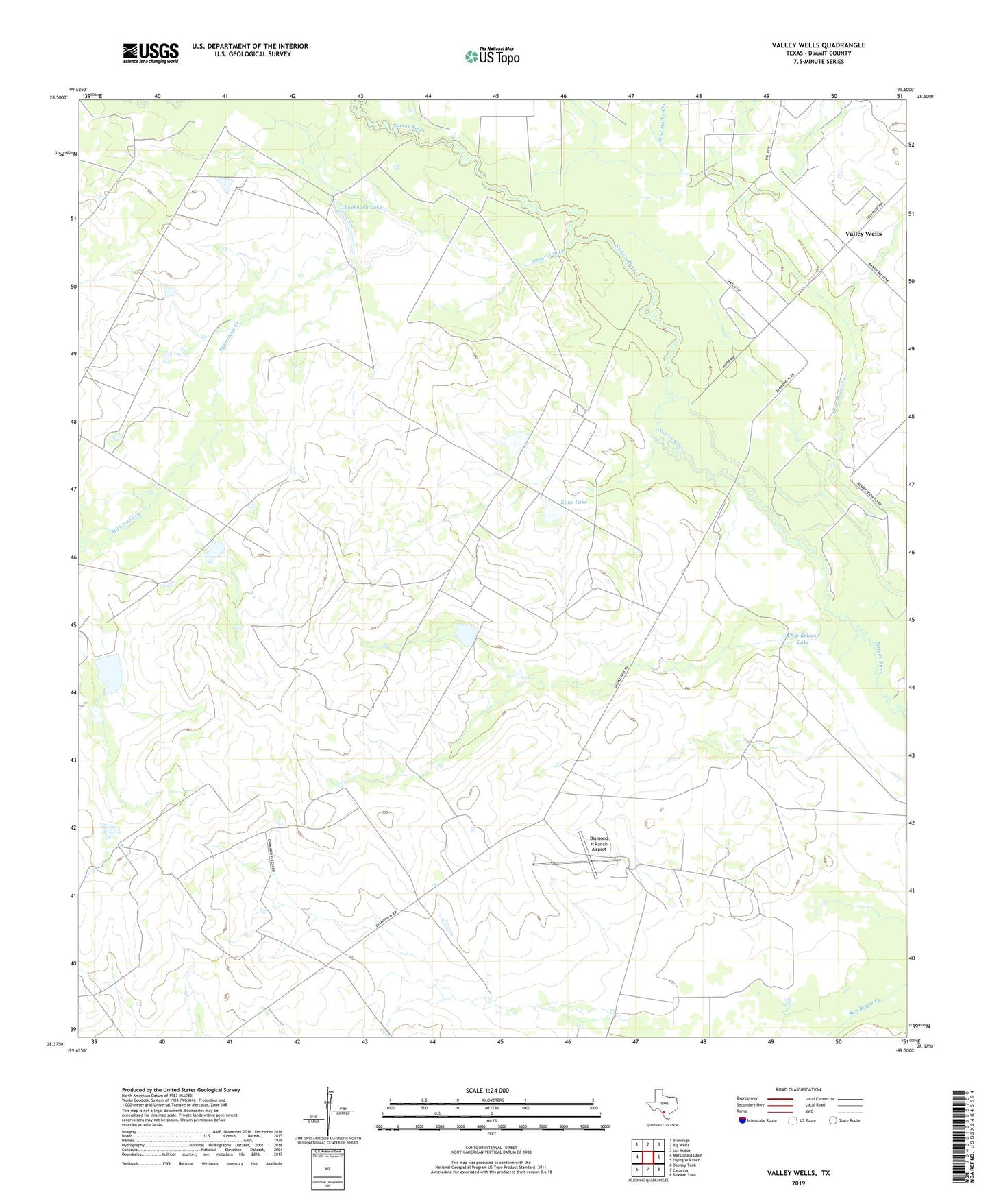 Valley Wells Texas US Topo Map Image