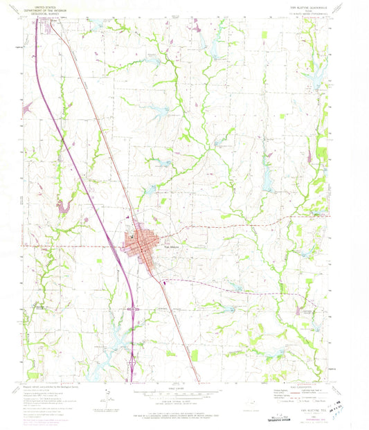 Classic USGS Van Alstyne Texas 7.5'x7.5' Topo Map Image