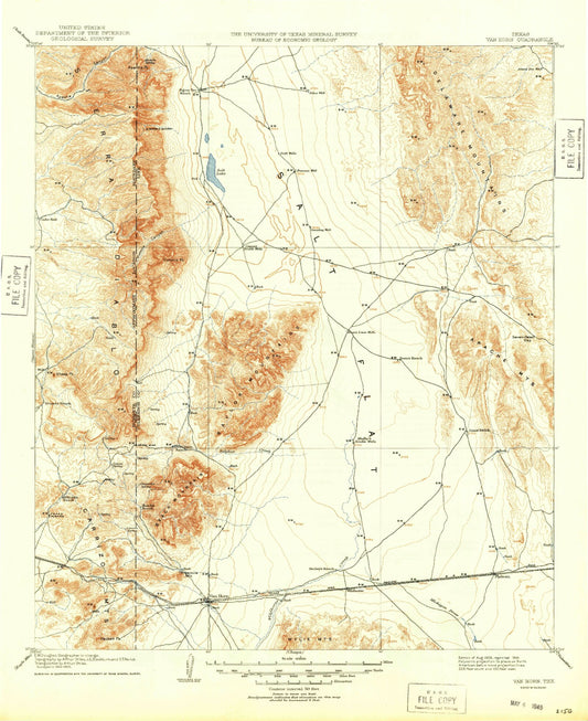 Historic 1906 Van Horn Texas 30'x30' Topo Map Image