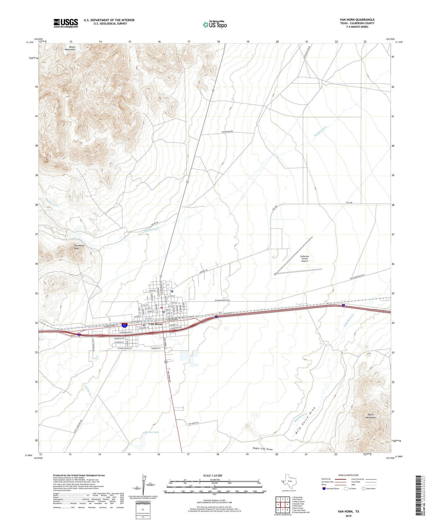 Van Horn Texas US Topo Map Image