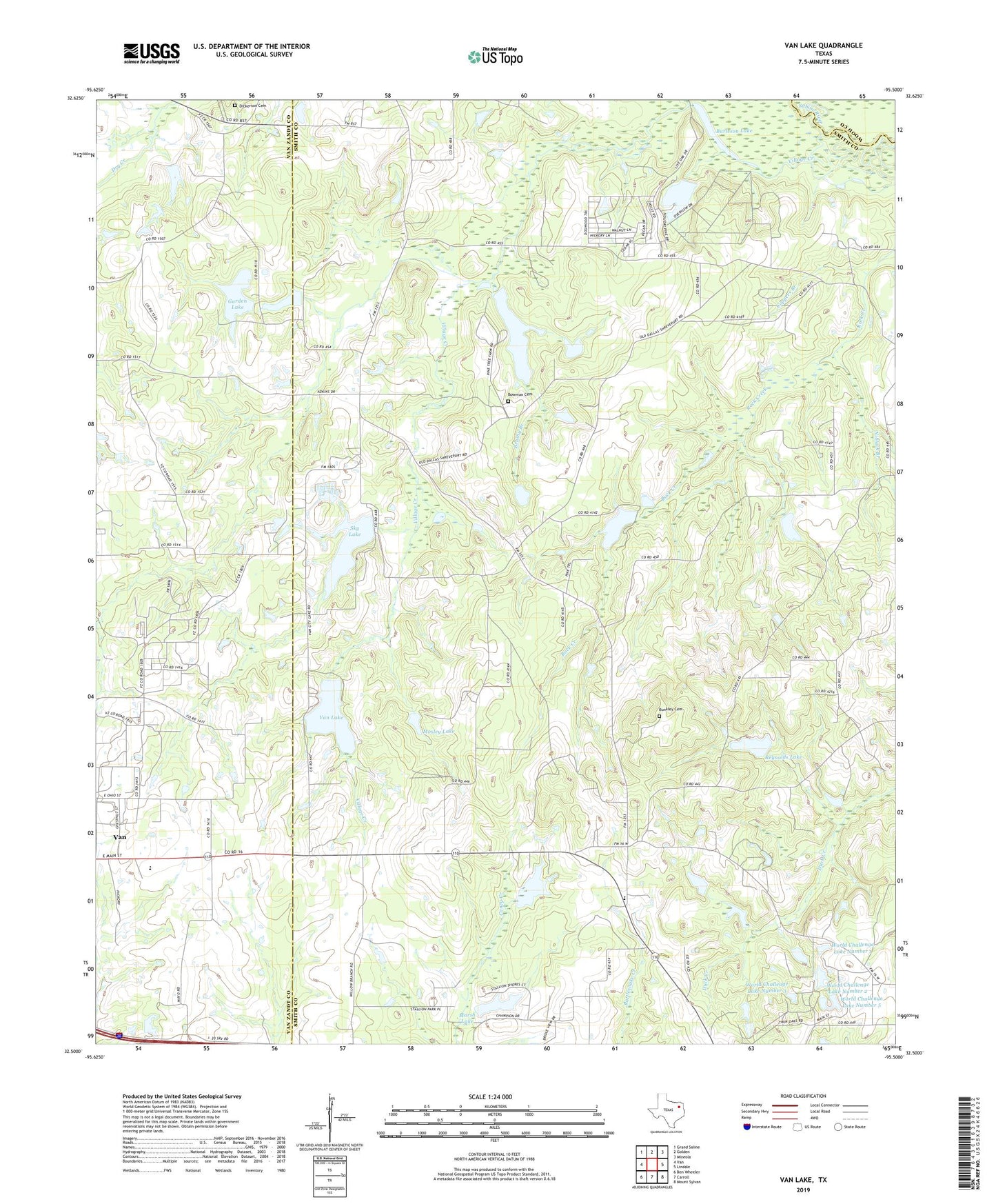 Van Lake Texas US Topo Map Image