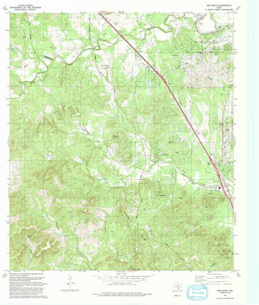 Classic USGS Van Raub Texas 7.5'x7.5' Topo Map Image