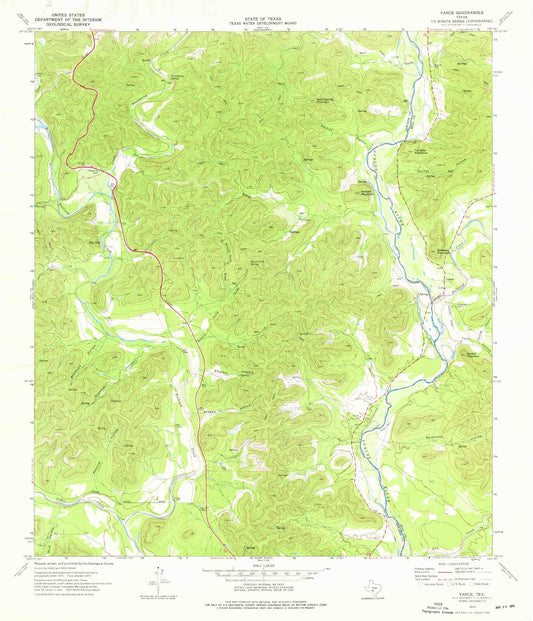Classic USGS Vance Texas 7.5'x7.5' Topo Map Image