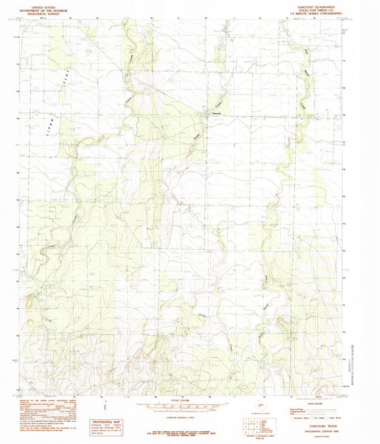 Classic USGS Vancourt Texas 7.5'x7.5' Topo Map Image