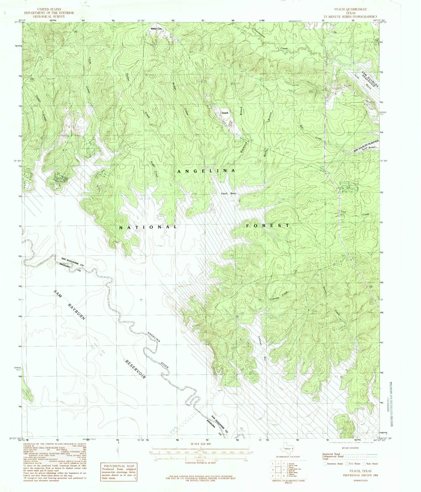 Classic USGS Veach Texas 7.5'x7.5' Topo Map Image