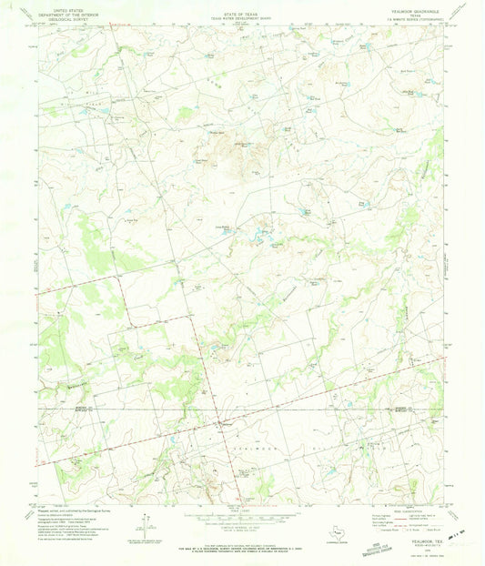Classic USGS Vealmoor Texas 7.5'x7.5' Topo Map Image