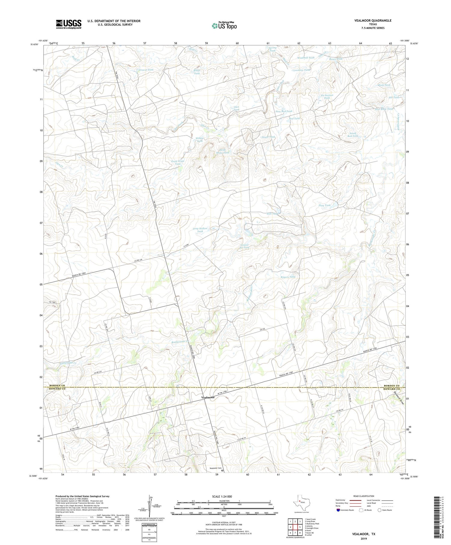 Vealmoor Texas US Topo Map Image