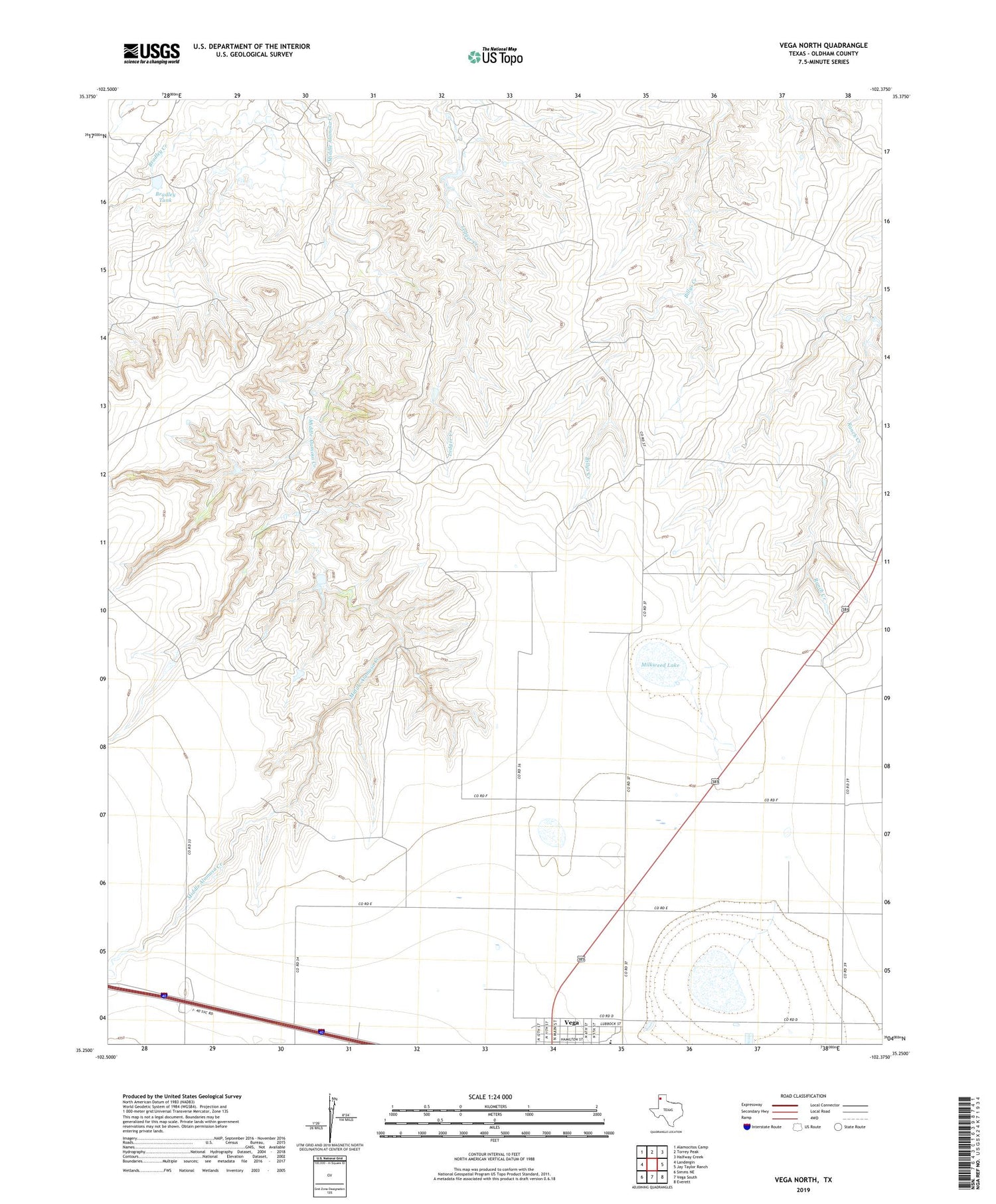 Vega North Texas US Topo Map Image