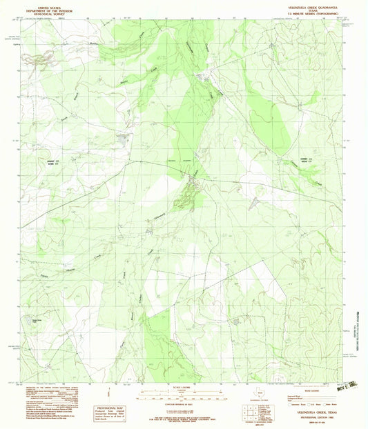 Classic USGS Velenzuela Creek Texas 7.5'x7.5' Topo Map Image