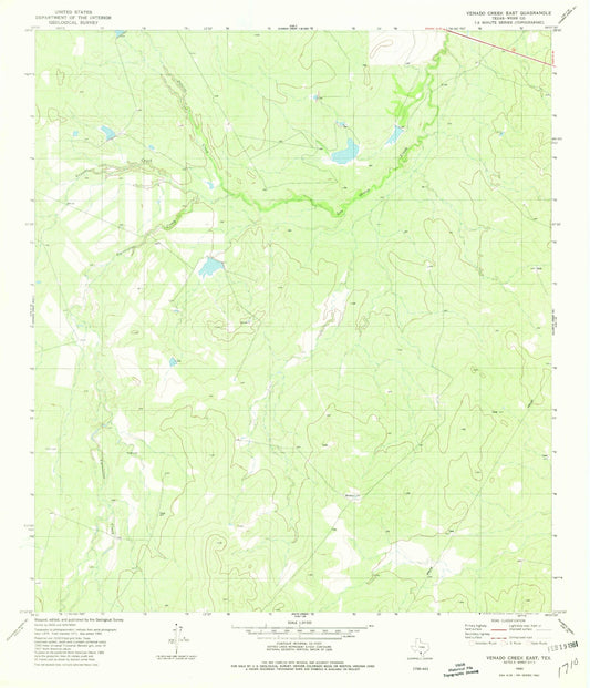 Classic USGS Venado Creek East Texas 7.5'x7.5' Topo Map Image