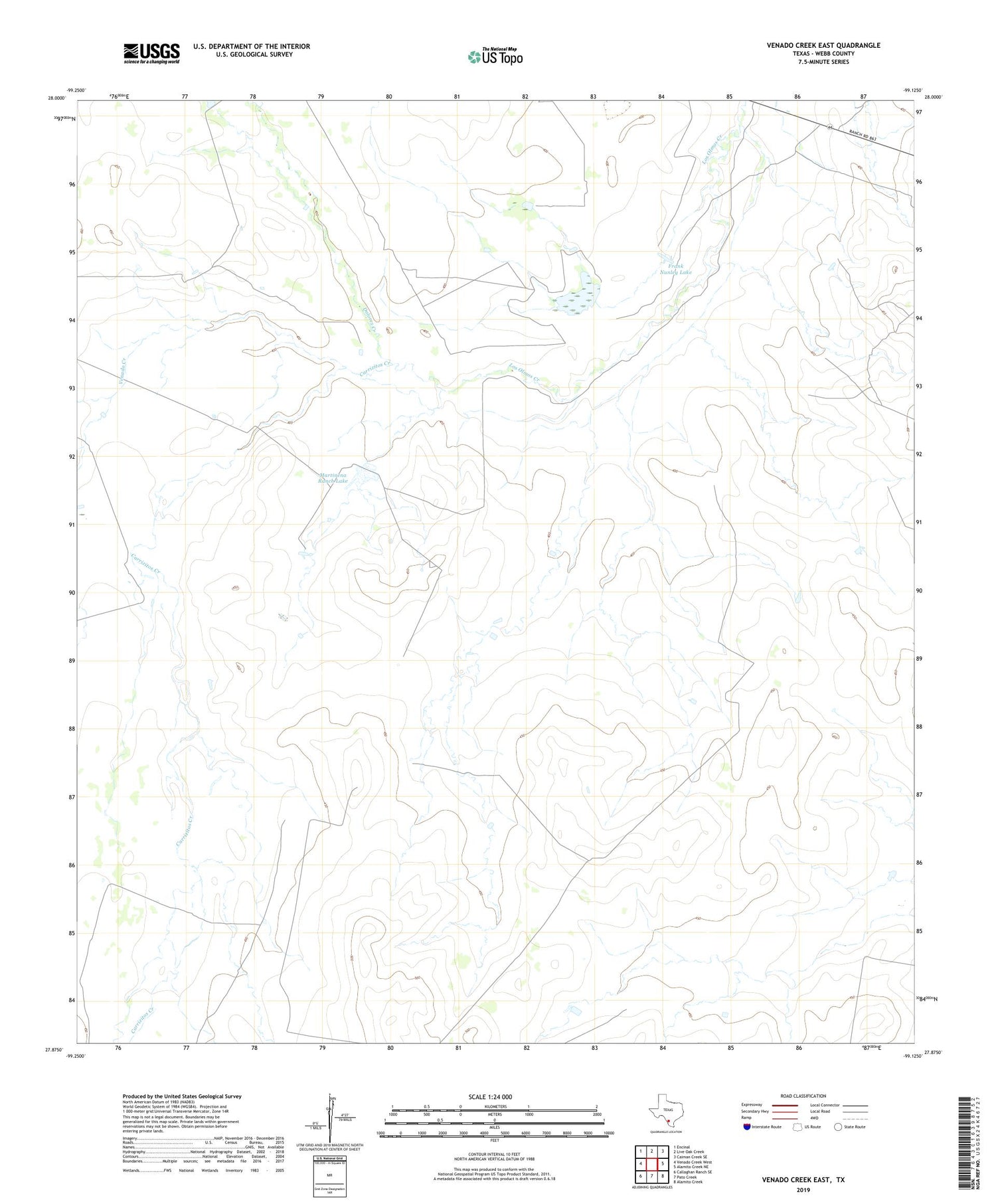 Venado Creek East Texas US Topo Map Image
