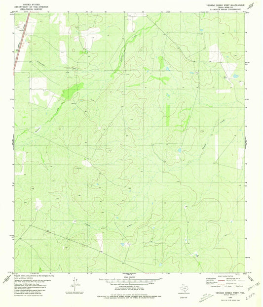 Classic USGS Venado Creek West Texas 7.5'x7.5' Topo Map Image