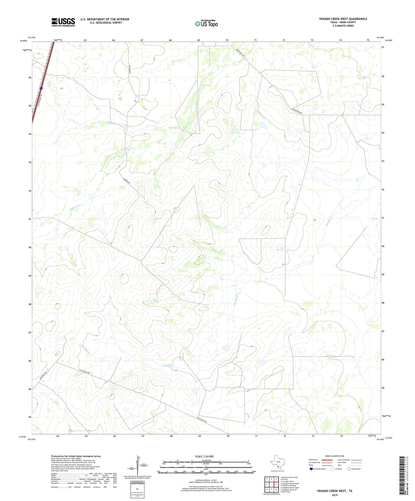 Venado Creek West Texas US Topo Map Image