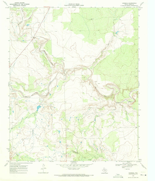 Classic USGS Verbena Texas 7.5'x7.5' Topo Map Image