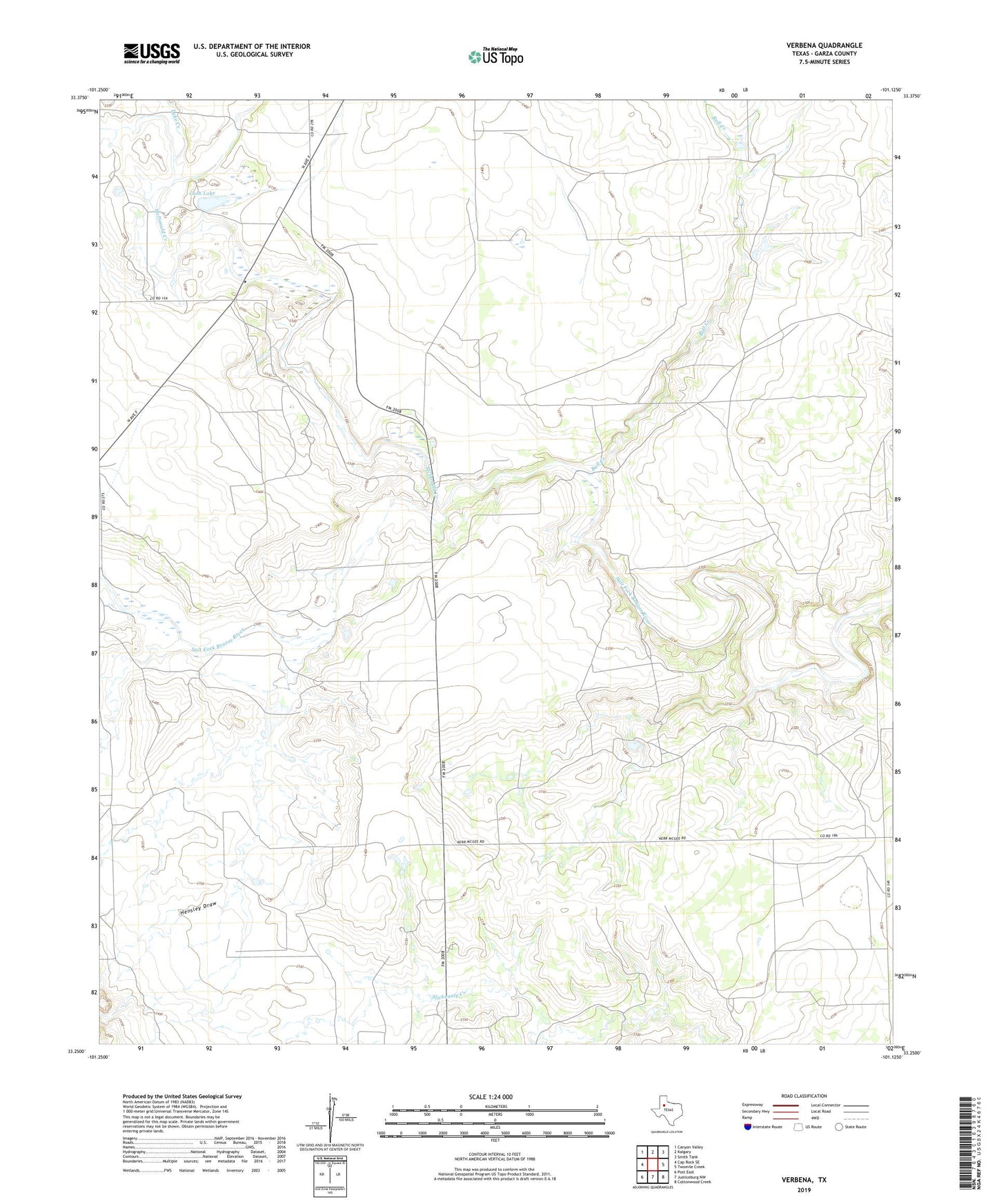 Verbena Texas US Topo Map Image