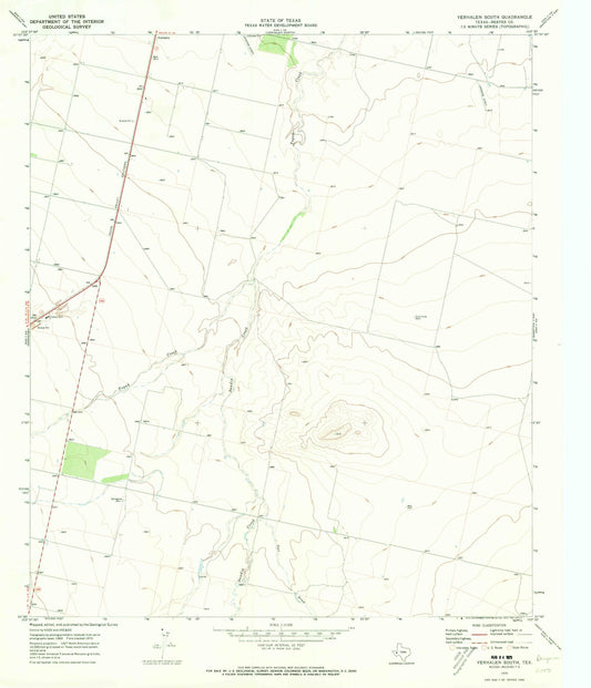 Classic USGS Verhalen South Texas 7.5'x7.5' Topo Map Image