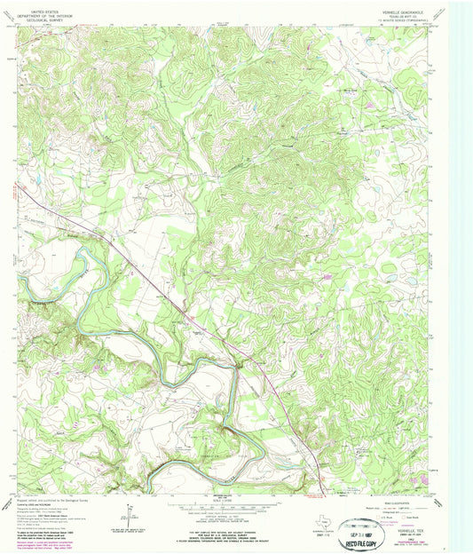 Classic USGS Verhelle Texas 7.5'x7.5' Topo Map Image