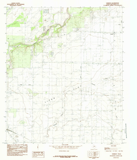 Classic USGS Veribest Texas 7.5'x7.5' Topo Map Image