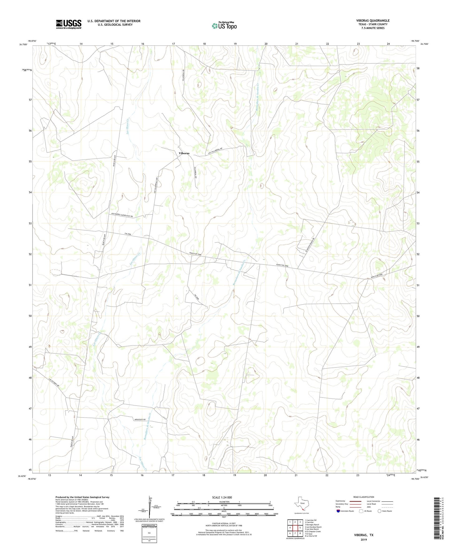 Viboras Texas US Topo Map Image
