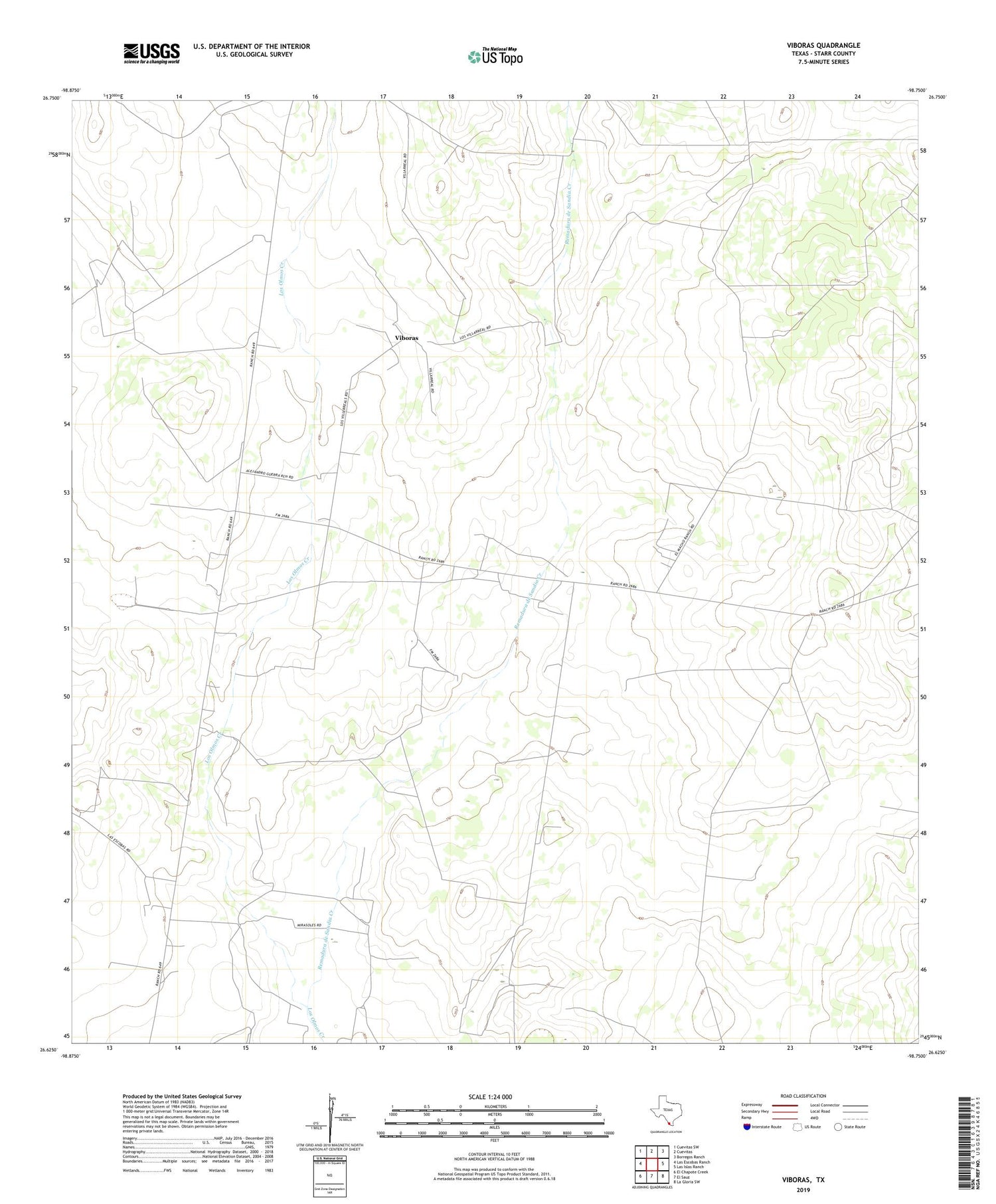Viboras Texas US Topo Map Image