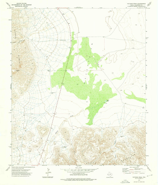 Classic USGS Victorio Peak Texas 7.5'x7.5' Topo Map Image