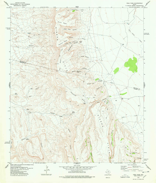 Classic USGS Vieja Pass Texas 7.5'x7.5' Topo Map Image
