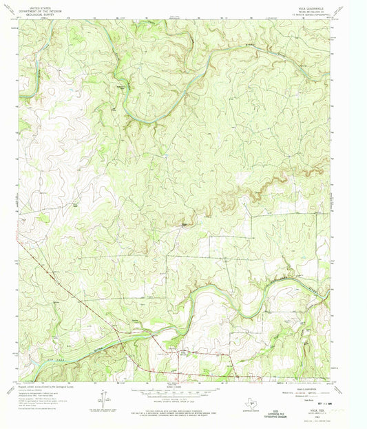 Classic USGS Voca Texas 7.5'x7.5' Topo Map Image