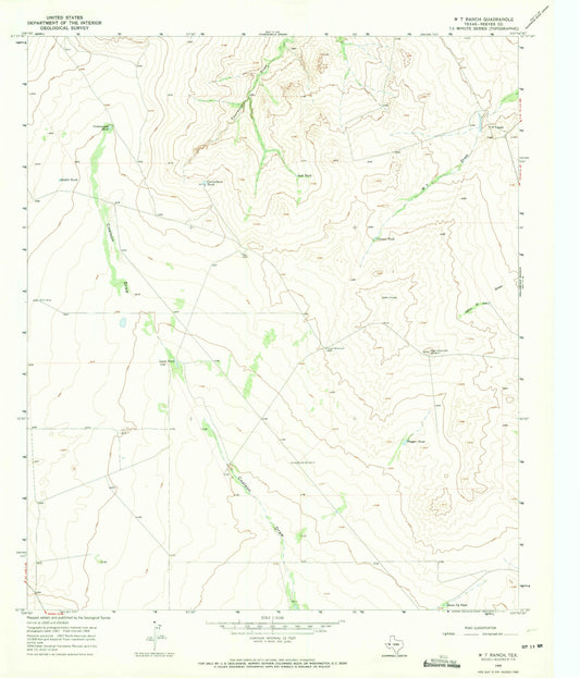 Classic USGS W T Ranch Texas 7.5'x7.5' Topo Map Image