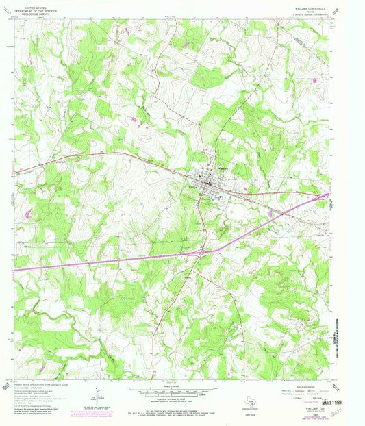 Classic USGS Waelder Texas 7.5'x7.5' Topo Map Image