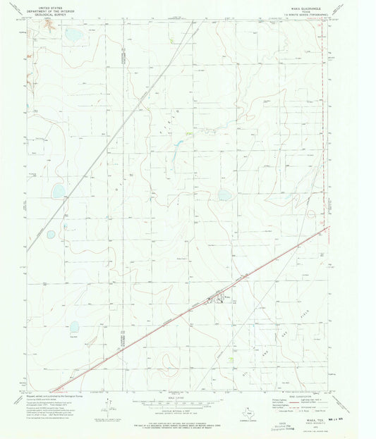 Classic USGS Waka Texas 7.5'x7.5' Topo Map Image