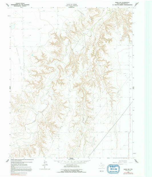 Classic USGS Waka SW Texas 7.5'x7.5' Topo Map Image