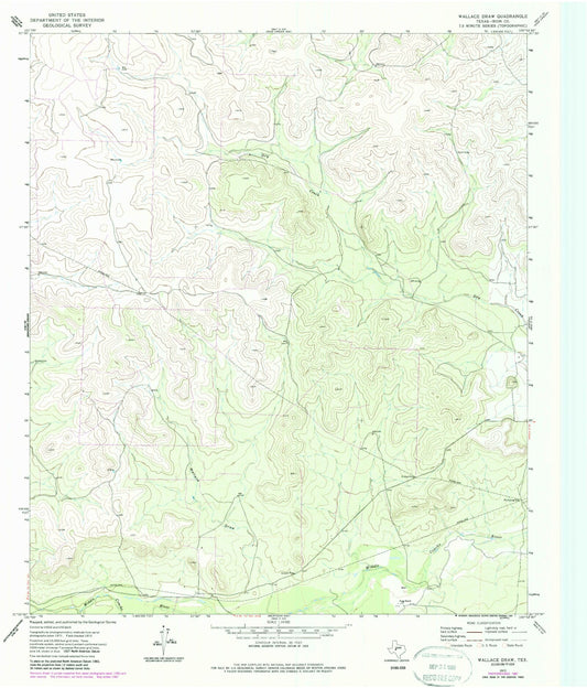 Classic USGS Wallace Draw Texas 7.5'x7.5' Topo Map Image