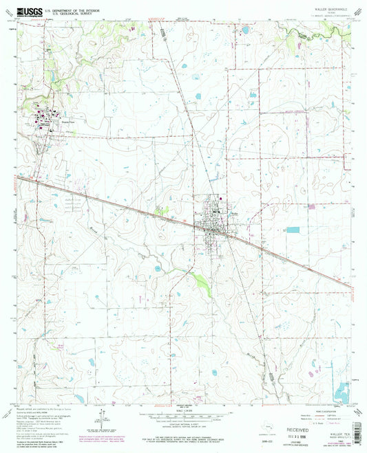 Classic USGS Waller Texas 7.5'x7.5' Topo Map Image