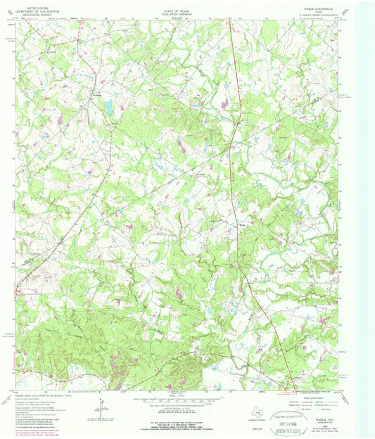 Classic USGS Warda Texas 7.5'x7.5' Topo Map Image