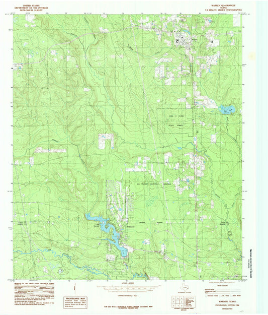 Classic USGS Warren Texas 7.5'x7.5' Topo Map Image