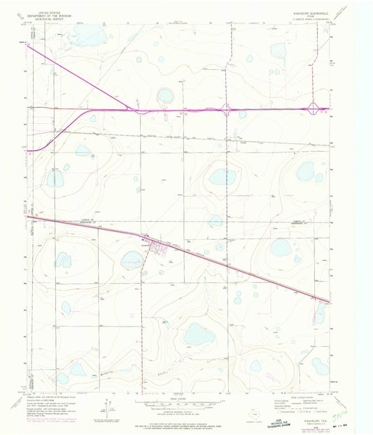 Classic USGS Washburn Texas 7.5'x7.5' Topo Map Image