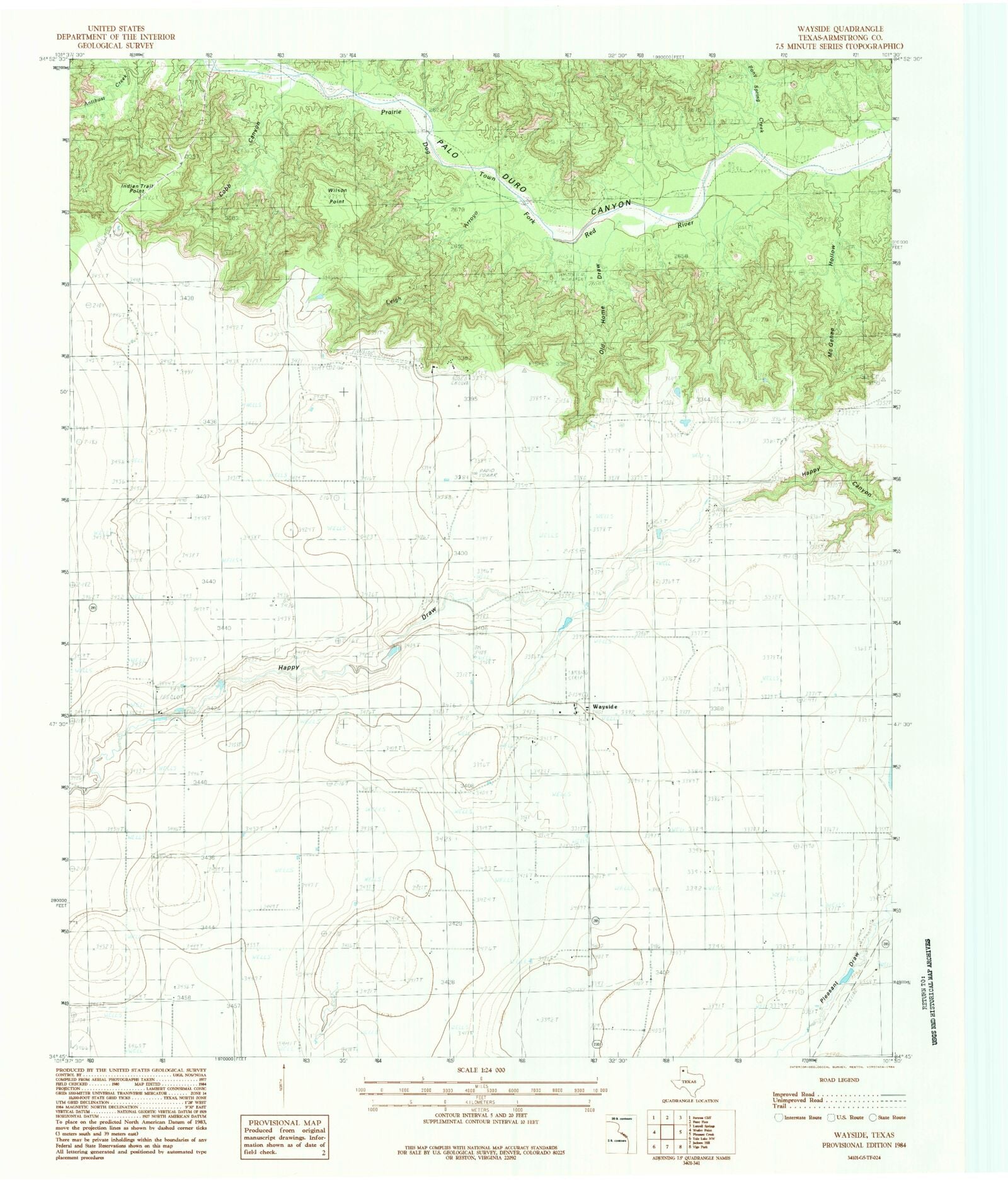 Classic USGS Wayside Texas 7.5'x7.5' Topo Map MyTopo Map Store