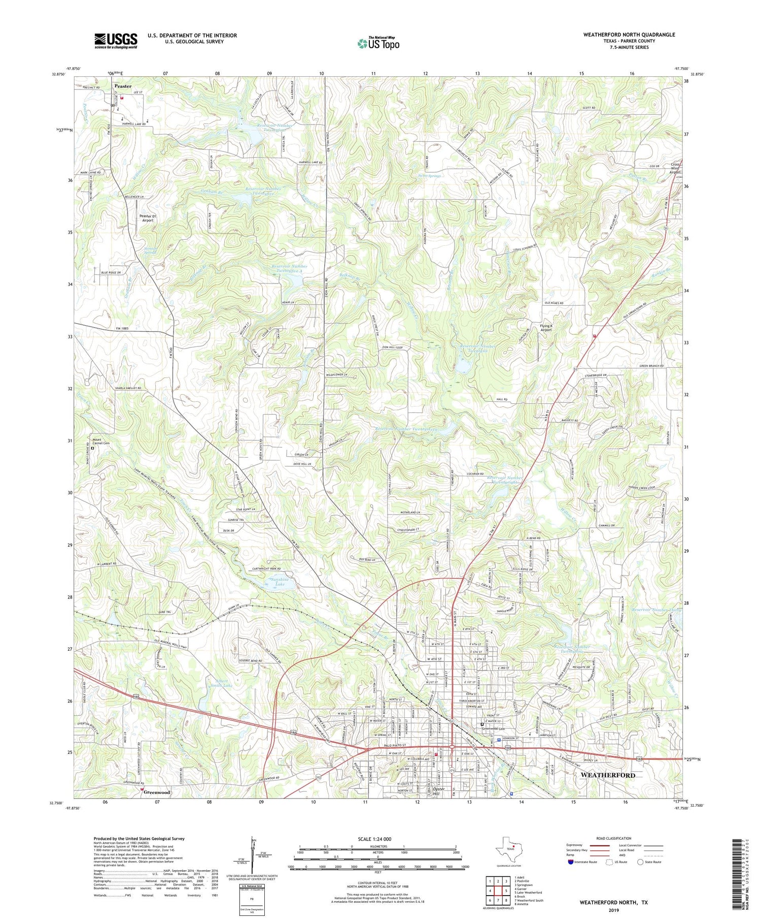 Weatherford North Texas US Topo Map Image