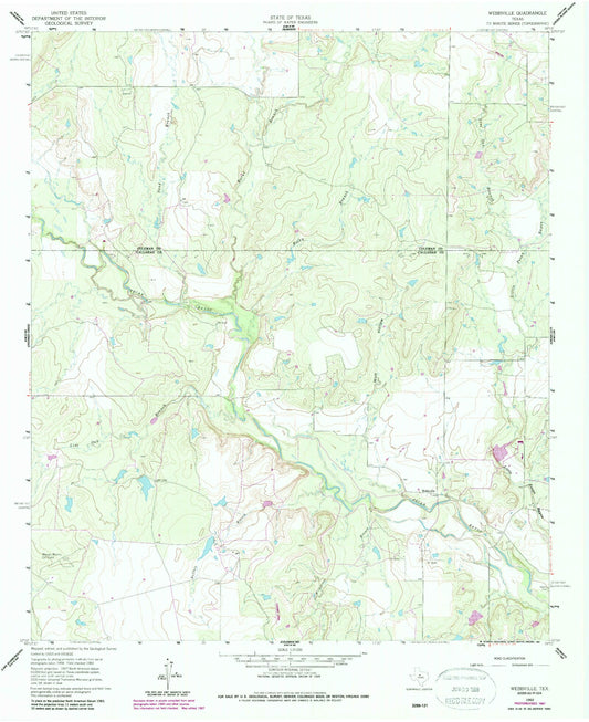 Classic USGS Webbville Texas 7.5'x7.5' Topo Map Image