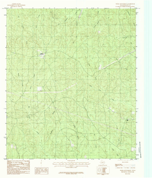 Classic USGS Weeks Settlement Texas 7.5'x7.5' Topo Map Image