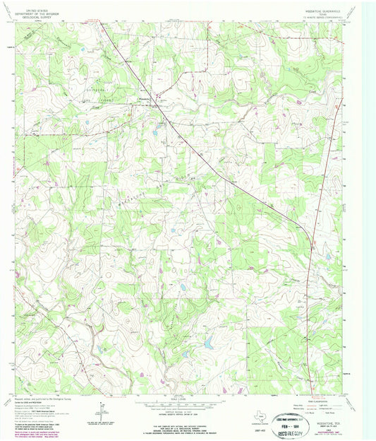 Classic USGS Weesatche Texas 7.5'x7.5' Topo Map Image