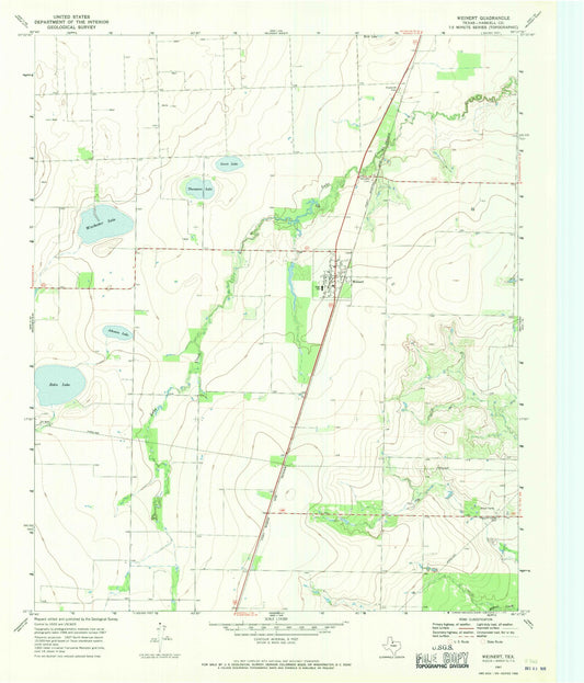 Classic USGS Weinert Texas 7.5'x7.5' Topo Map Image