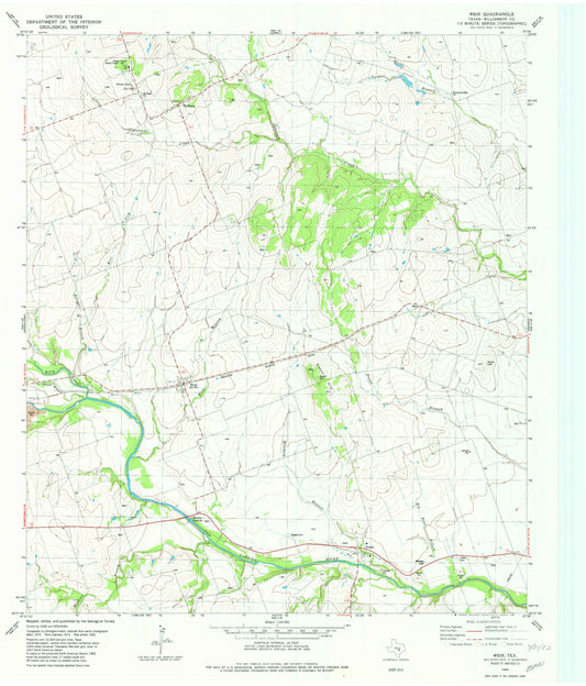Classic USGS Weir Texas 7.5'x7.5' Topo Map Image