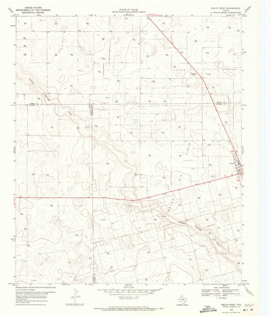 Classic USGS Welch West Texas 7.5'x7.5' Topo Map Image
