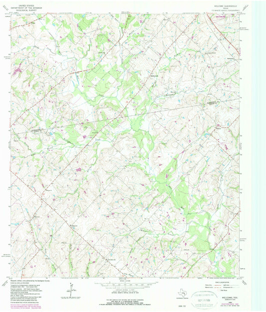 Classic USGS Welcome Texas 7.5'x7.5' Topo Map Image