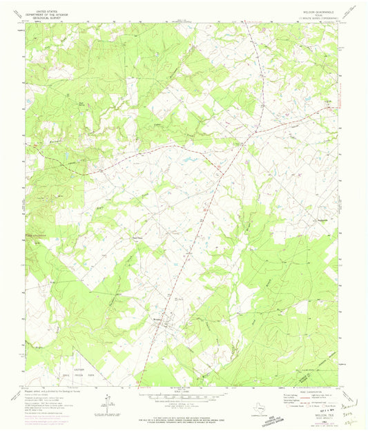 Classic USGS Weldon Texas 7.5'x7.5' Topo Map Image