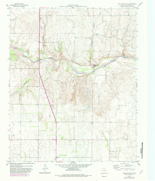 Classic USGS Wellington NW Texas 7.5'x7.5' Topo Map Image